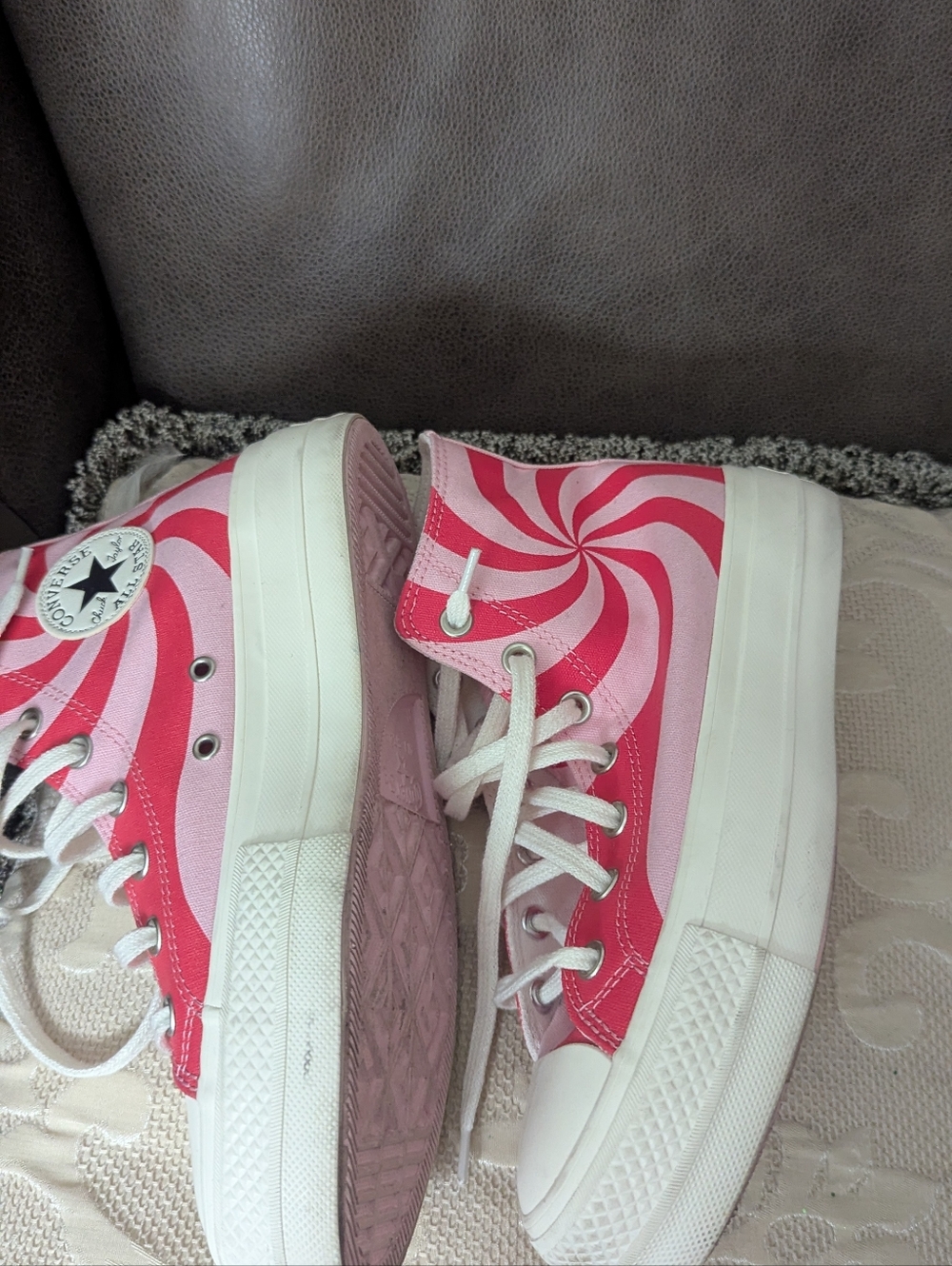 Converse Chuck Taylor Pink Swirl High Top Sneakers Lift Platform Women's Size 8 - Picture 5 of 7